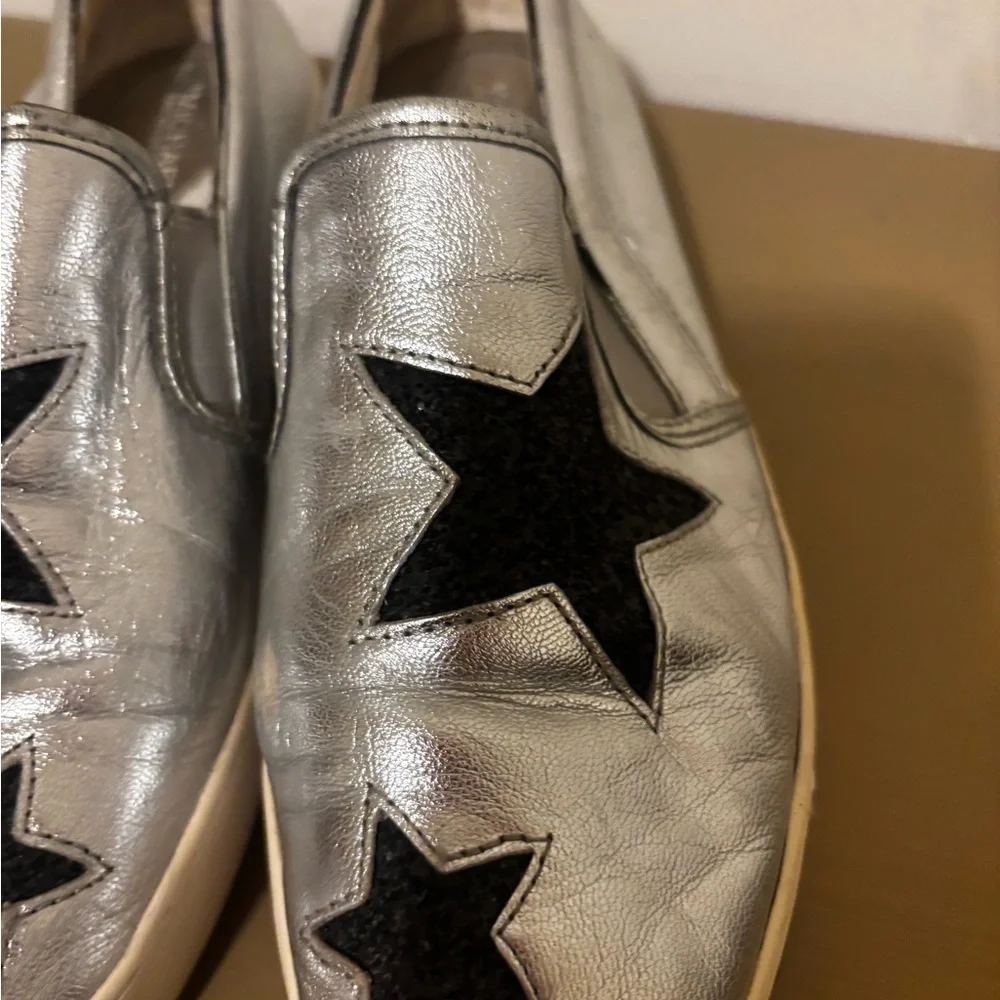 Michael Kors Silver Slip-On Shoes with Black Star Accents